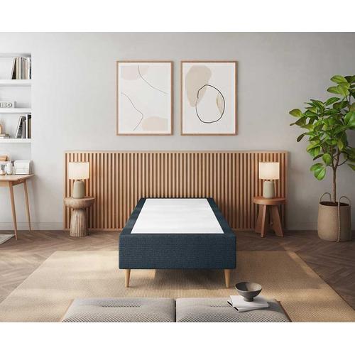 Le Roi Du Matelas - Sommier Cronos Bleu - 80x200 Cm - Cadre Bois Massif Recouvert De Tissu - Lattes Bouleau / Hêtre - Soutien Ferme