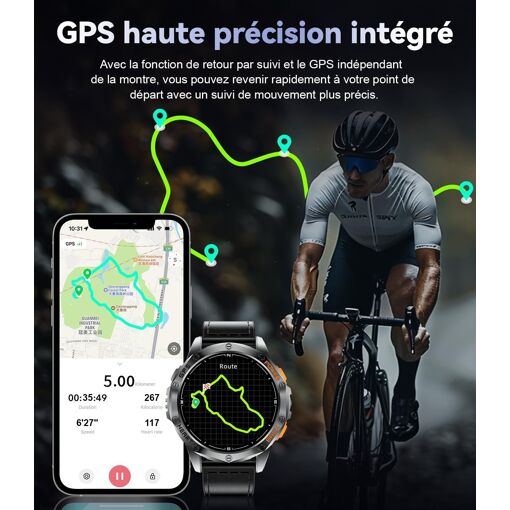 Montre Connectée Militaire GUHUAVMI DM58 – GPS, Bluetooth, 10ATM, écran AMOLED, Sport