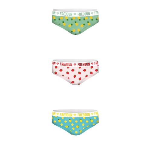 Lot De 3 Culottes Imprimées Fille Freegun, 95% Coton - 5% Elasthanne, Taille 6-8 Ans. Produit Neuf Avec Étiquette D'origine