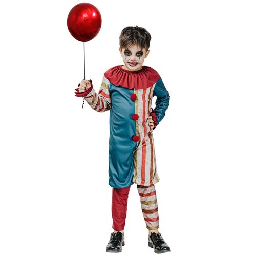 Déguisement Clown Coloré Halloween Garçon - Taille: M 7-9 Ans (120-130 Cm)