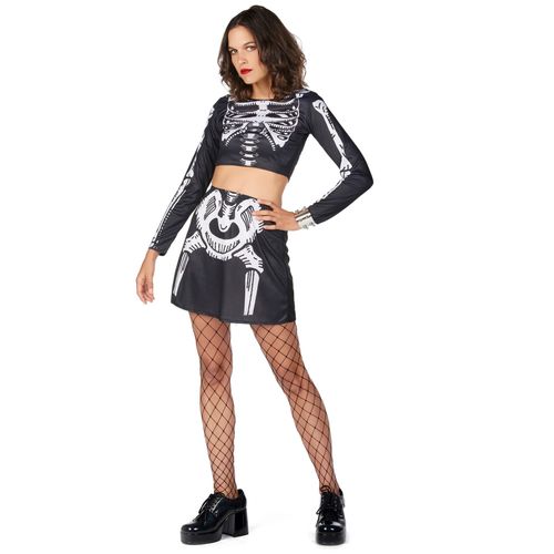 Déguisement Squelette Crop Top Femme - Taille: L