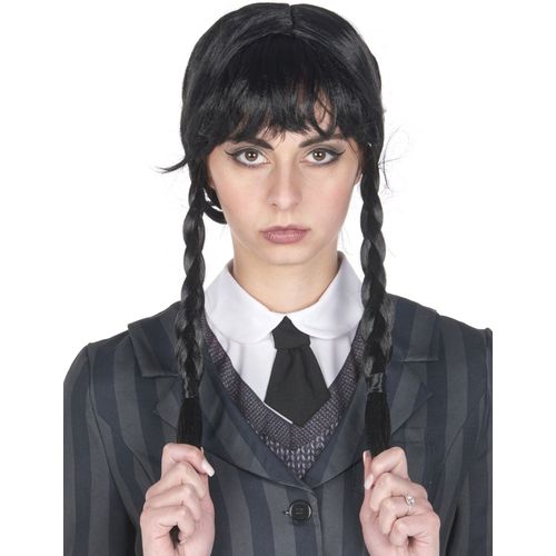 Perruque Gothique À Tresses Noires Adulte