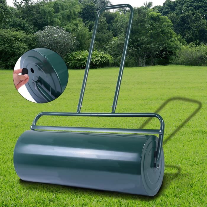 Rouleau à Gazon Jardin COSTWAY - Ø 32cm - Acier - 48L - Poignée en ...