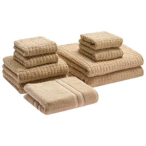 Lot de 9 serviettes ATAI Coton Beige sable