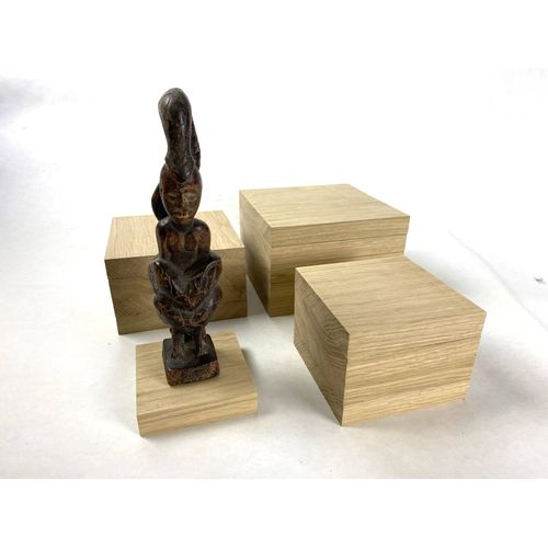 Socles pour statuette en Chêne, plaque Bois Carré en Chêne (Lot de 4)