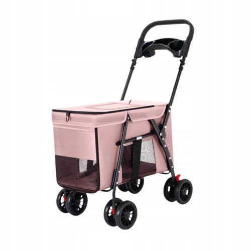 Poussette Pour Animaux Pliable, Légère, Durable, Avec Roues Universelles, Portable, Rose
