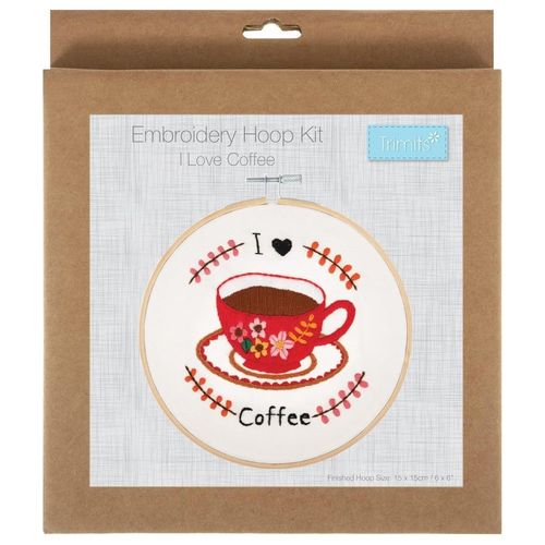 Kit De Broderie "I Love Coffee" Avec Cercle En Bois De 15 Cm ¿ Trimits. Color : 58 I Love Coffee