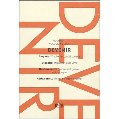 Devenir Volume 16 N° 1/2004