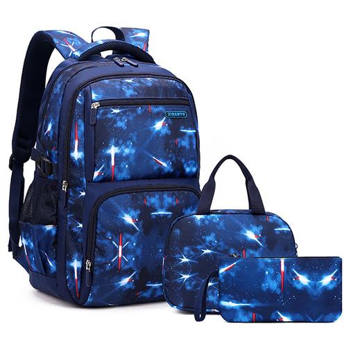 Boys school bag 3pcs set, blue space backpack 3pcs set with tote bag and pencil case, school backpack, student gift