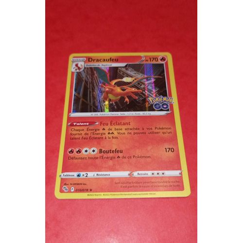 Carte Pokémon Go Dracaufeu Holographique 010/078 Avec Sleeve Destinées Occultes