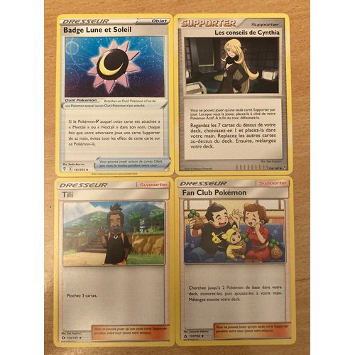 (2619) Badge Lune Et Soleil + Les Conseils De Cynthia + Tili + Fan Club Pokemon (Pokemon)