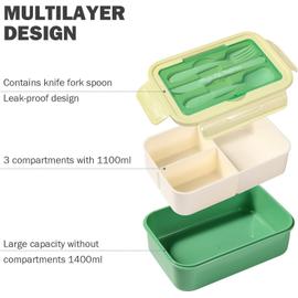 Boîte à lunch pour adultes, 1400 ml, Bento Box avec 3 compartiments, boîte  à lunch