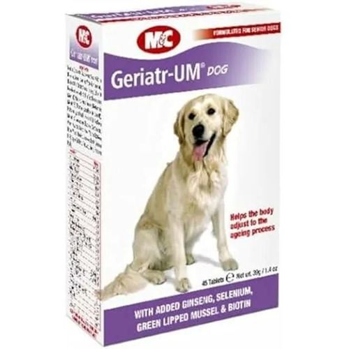 Complément Alimentaire Pour Chiens - M&c - Geriatr Um - 45 Comprimés - Soutien Vieillissement - Forme Comprimé