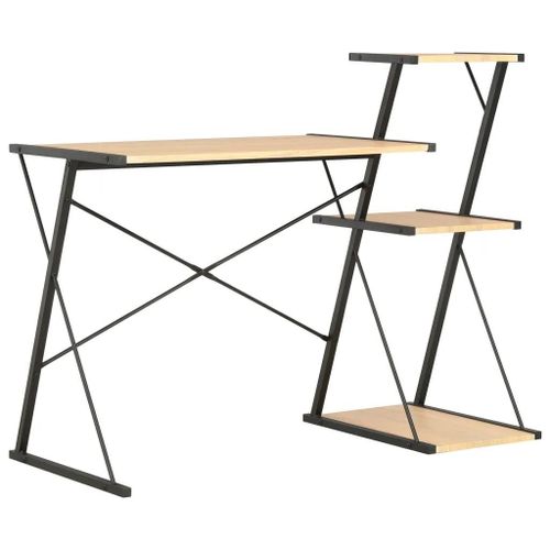 Bureau Avec Étagère Noir Et Chêne 116x50x93 Cm