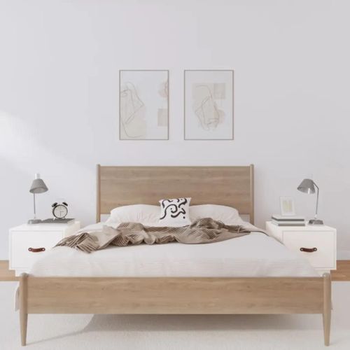Tables De Chevet 2 Pcs Blanc 40x34x35 Cm Bois De Pin Massif