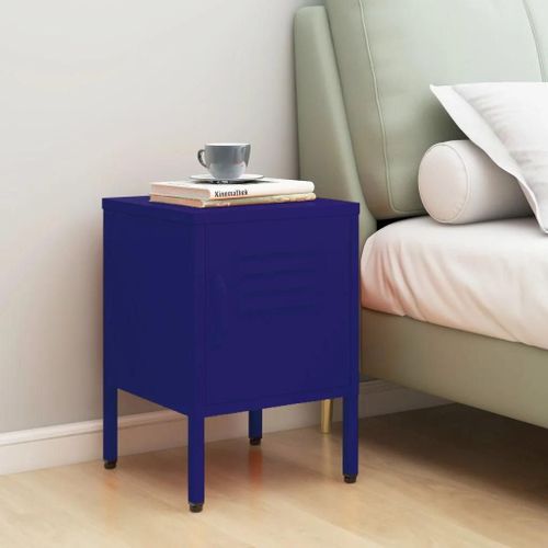 Table De Chevet Bleu Marine 35x35x51 Cm Acier