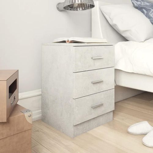 Table De Chevet Gris Béton 38x35x56 Cm Bois D'ingénierie