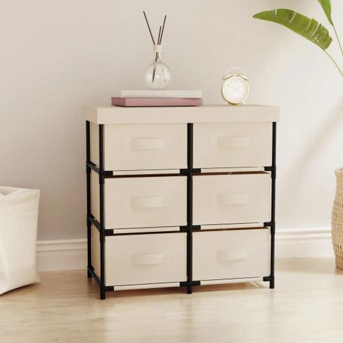 Armoire De Rangement Avec 6 Tiroirs 55x29x55 Cm Crème Acier