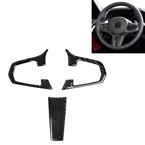 Autocollant De Bouton De Volant De Voiture-3 En 1 Fibre De Carbone Pour Bmw Série 5 G30 & X3 G01
