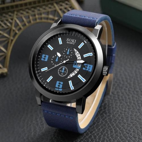 Soki Hommes Affaires Alliage Quartz Montre Ensemble De Bijoux
