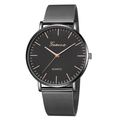 Montre À Quartz Geneva-Bracelet En Acier Inoxydable Pour Hommes Et Femmes
