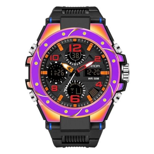 Chronomètre À Double Affichage Numérique-Réveil Chronographe Lumineux Pour Hommes-Montre De Sport À Quartz