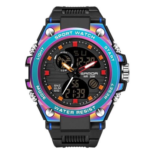 Chronomètre À Double Affichage Numérique-Réveil Chronographe Lumineux Pour Hommes-Montre De Sport À Quartz
