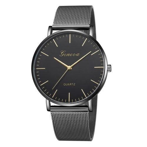Montre À Quartz Geneva-Bracelet En Acier Inoxydable Pour Hommes Et Femmes