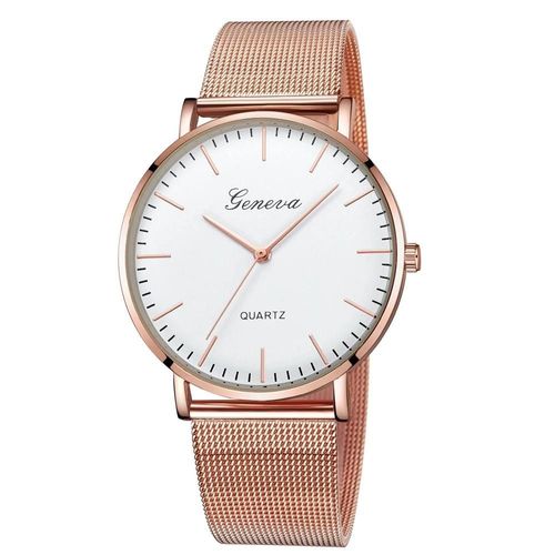 Geneva Fashion Quartz Watch-Bracelet En Acier Inoxydable Maillé Pour Hommes Et Femmes
