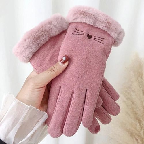 Gants D'équitation À Écran Tactile-Velours Épais,Anti-Froid,Maintien Au Chaud-A56 Rose Rose