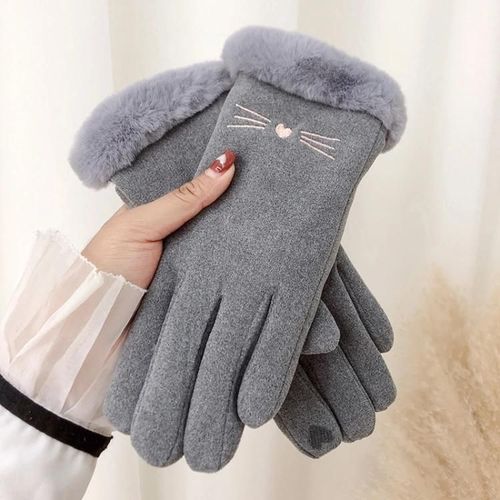 Gants D'équitation À Écran Tactile-Velours Épais,Anti-Froid,Chaud-A56 Gris Gris