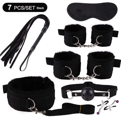 Jouets Sexuels De Bondage Bdsm Pour Femmes, Jouets Sexy, Menottes Pour Séance, Plug Anal, Vibrateur, Accessoires Érotiques Féminins, Jouets Sexuels 18--7pcs-Noir