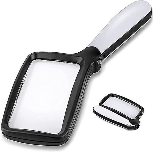 Loupe Portative Pliable Avec Éclairage ¿ Lentille Rectangulaire 3x Pour Une Lecture Facile Et Éclairage Led À Intensité Variable