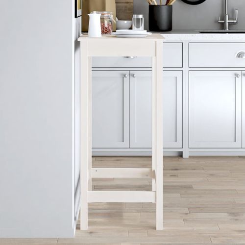 Vidaxl Table De Bar Blanc 50x50x110 Cm Bois Massif De Pin