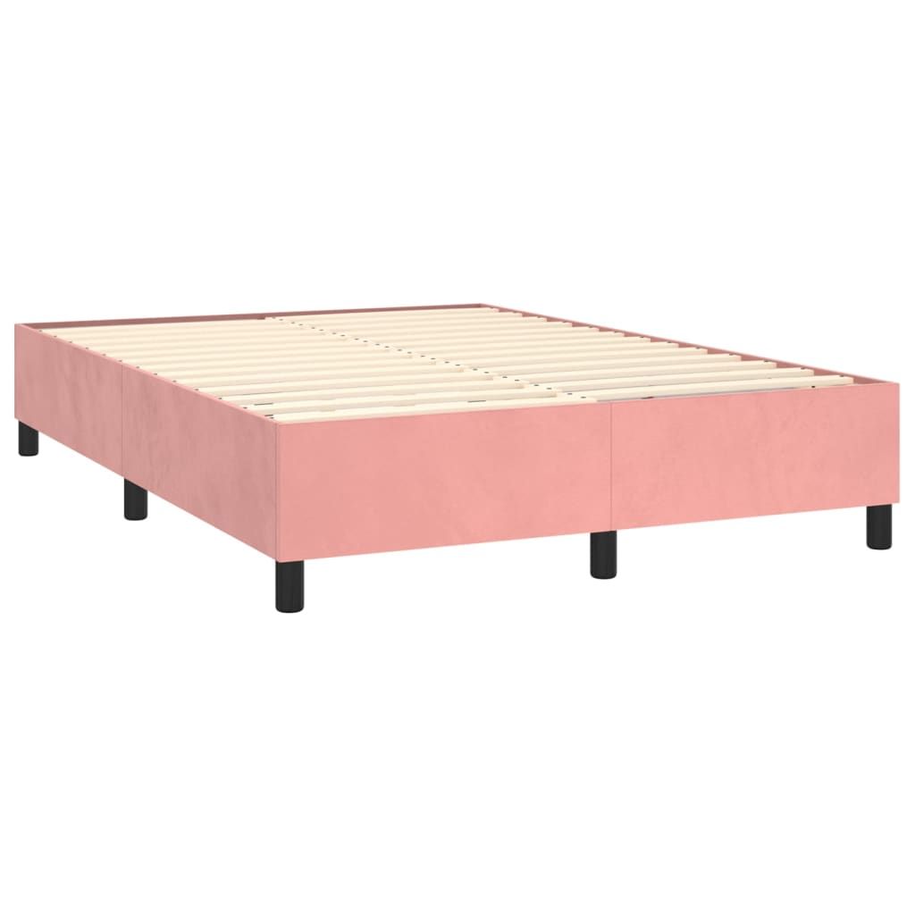 Vidaxl Lit À Sommier Tapissier Avec Matelas Rose 140x190 Cm Velours