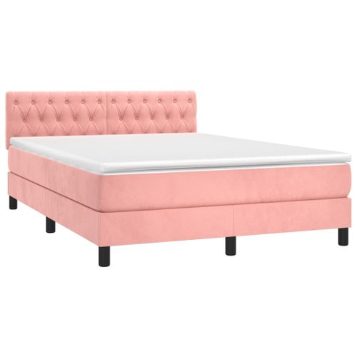 Vidaxl Sommier Tapissier Avec Matelas Et Led Rose 140x200 Cm Velours