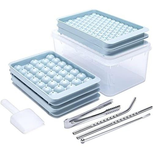 Ensemble De Bacs À Glaçons Avec Mini Et Grand Bac, Pelle À Glace, Pinces, Poubelle Et Pailles - Parfait Pour La Maison Et Le Camping