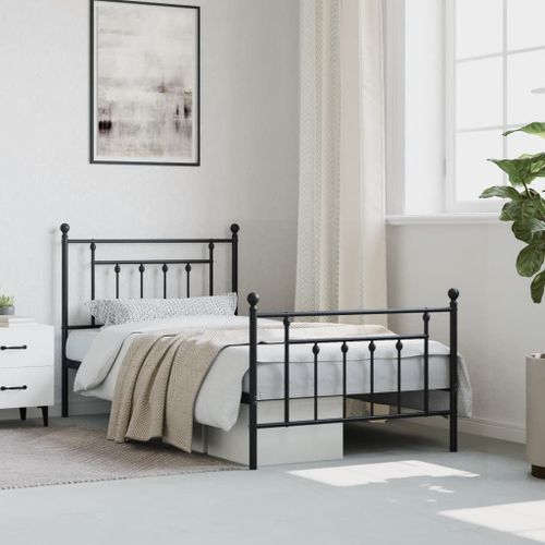 Vidaxl Cadre De Lit Métal Sans Matelas Avec Pied De Lit Noir 100x190cm