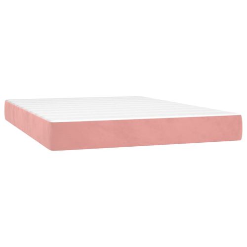 Vidaxl Sommier Tapissier Avec Matelas Et Led Rose 140x190 Cm Velours