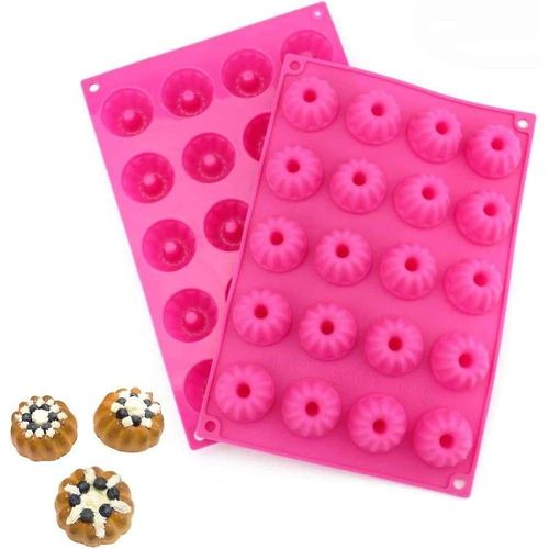 Moule À Pâtisserie En Silicone Rose Pour Mini-Gâteaux ¿ Moule À Gâteau Antiadhésif À 20 Compartiments, Compatible Four Et Micro-Ondes