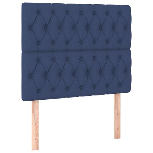 Vidaxl Cadre De Lit Avec Tête De Lit Bleu 90x190 Cm Tissu