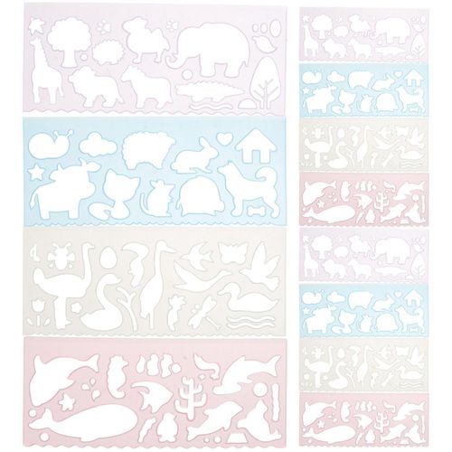 12 Modèles De Peinture Creuse Pour Enfants ¿ Pochoirs D'animaux De Dessins Animés Pour L'artisanat Et Le Développement Des Compétences En Dessin