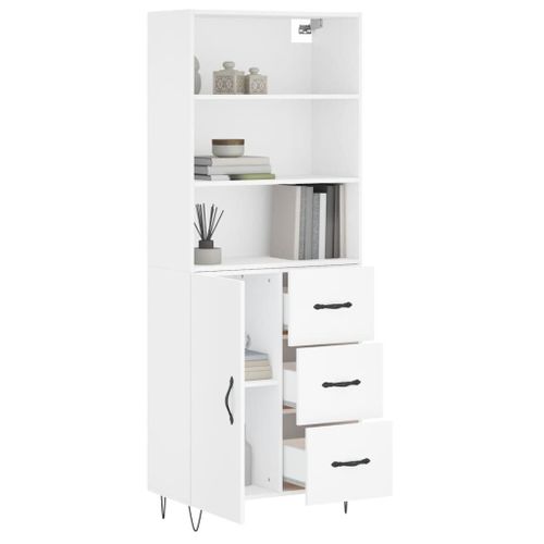 Vidaxl Buffet Haut Blanc 69,5x34x180 Cm Bois D'ingénierie