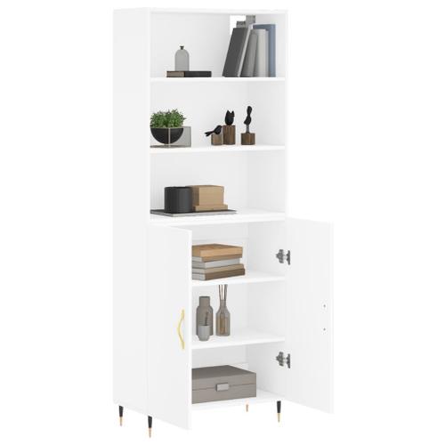 Vidaxl Buffet Haut Blanc 69,5x34x180 Cm Bois D'ingénierie