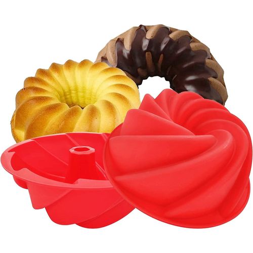 Lot De 2 Moules À Gâteau Bundt En Silicone De Qualité Supérieure, Antiadhésifs, 9,5 X 4 Pouces, Compatibles Four, Micro-Ondes Et Congélateur