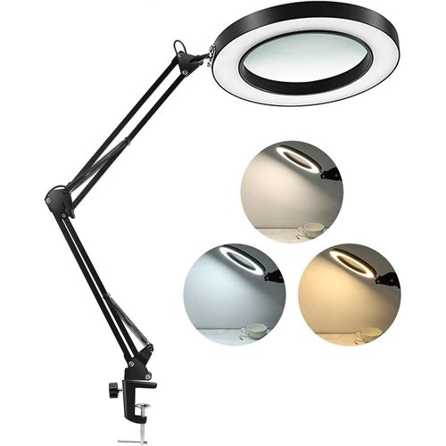 Loupe 2,25x Avec Lumière Réglable Et Bras Pivotant Réglable Pour Travaux Manuels Et Lecture