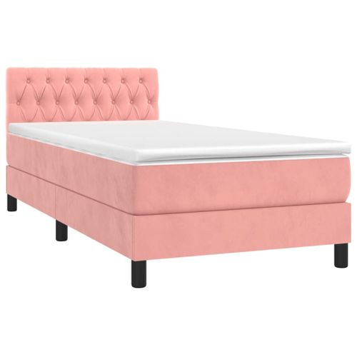Vidaxl Sommier Tapissier Avec Matelas Et Led Rose 90x200 Cm Velours