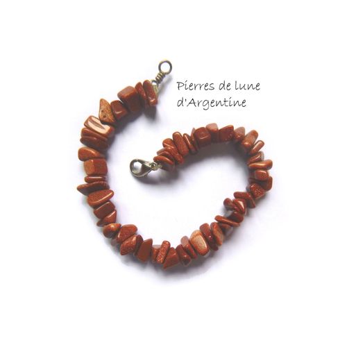 Bracelet En Pierres De Soleil Marrons Brillantes - Pierres Semi-Précieuses D'argentine 17 Cm