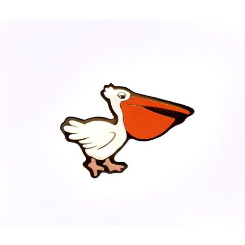 Pins Badge Pélican Oiseau Blanc Orange En Email Et Métal Doré Année 1988 - 2x3 Cm - Pin's Unisexe Adulte Femme Homme Enfant Fille Garçon