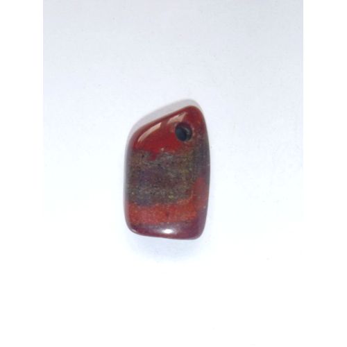 Pendentif En Agate Rouge Noire Grise D&#39argentine. Pierre Collier Dimensions : 2 X 1,4 Cm.